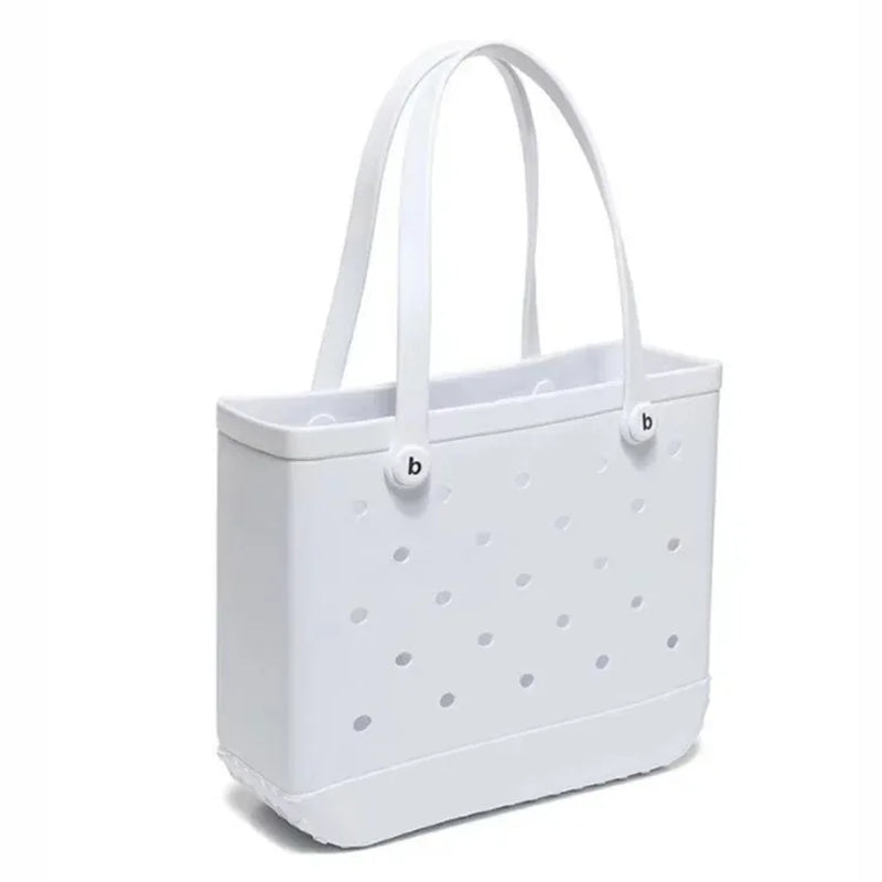 M/L/XL Beach Bag Fashion EVA Waterproof Rubber Picnic Storage Basket Travel Shopping Handbag Women Shoulder Solid Color Tote Bag